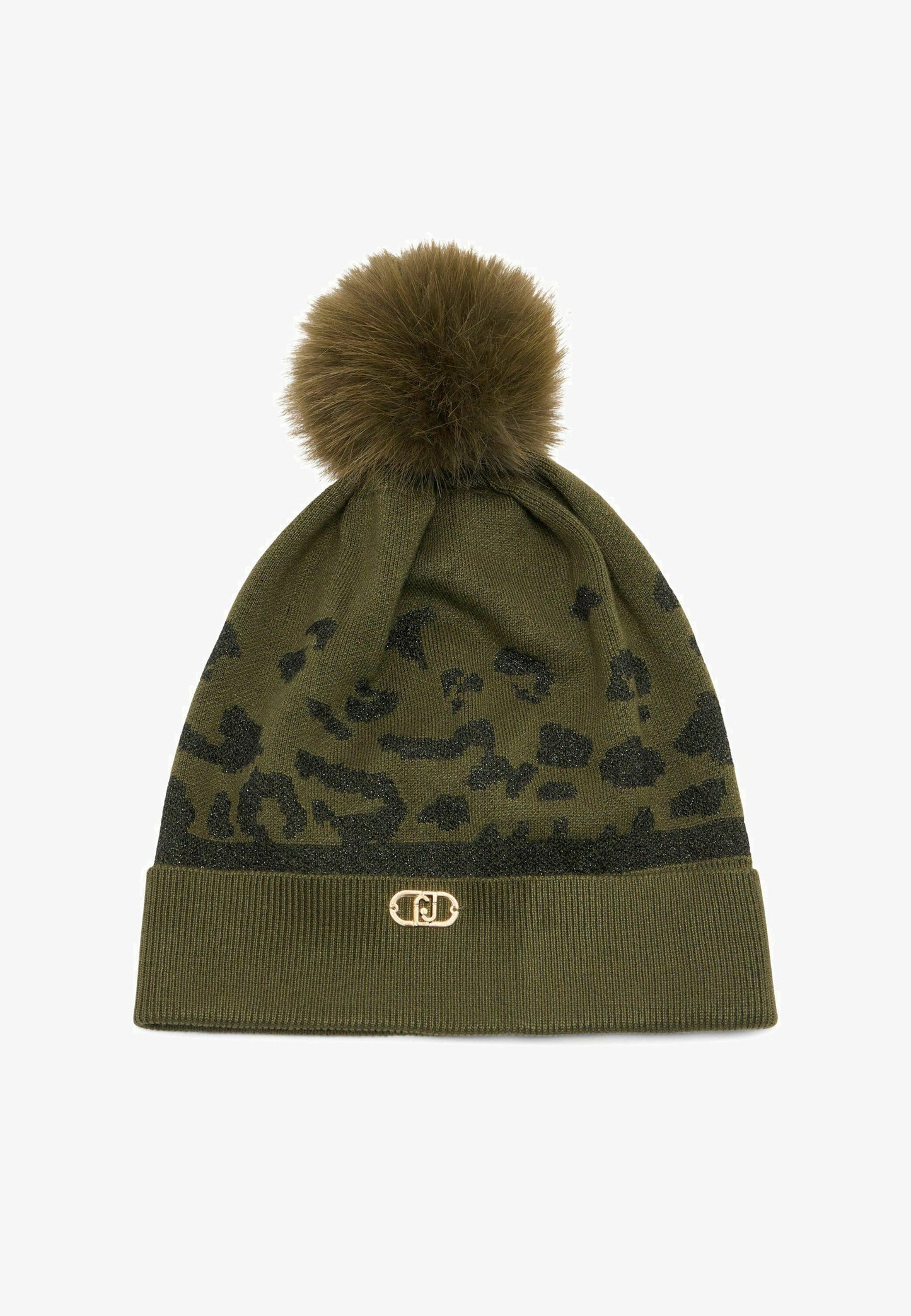 LIU JO Cappello in maglia jacquard animalier con pon pon