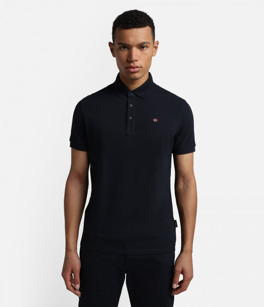 NAPAPIJRI Polo manica corta uomo in piquè di cotone con scritta nel carrè