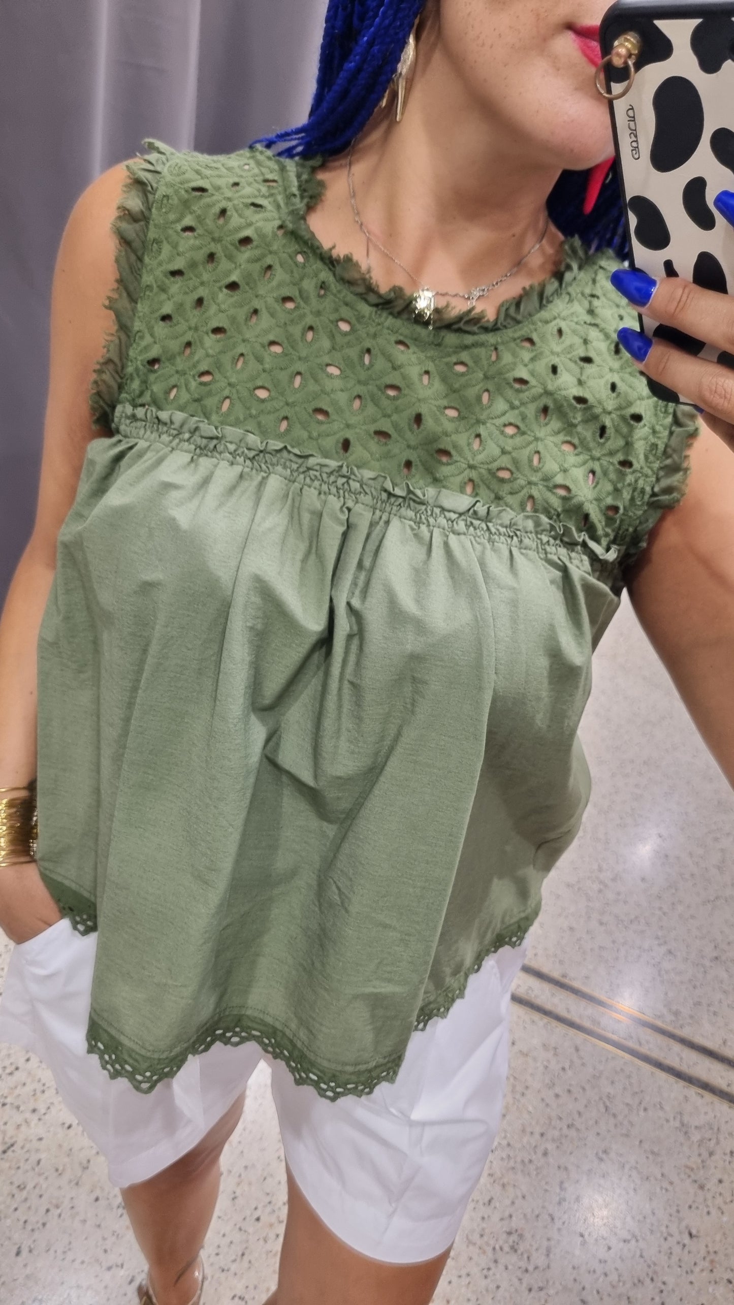 MARKUP Top bitessuto con macramè
