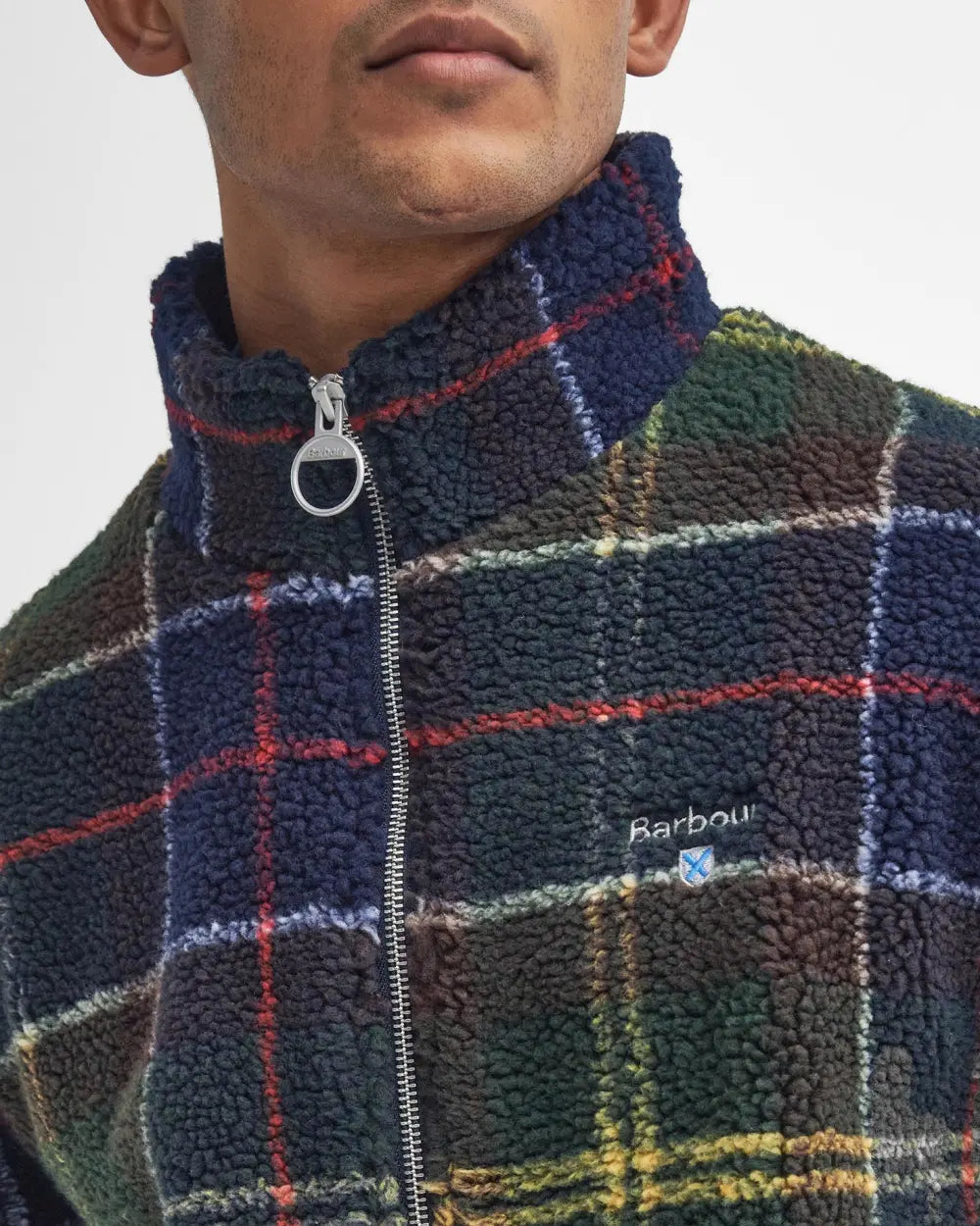 Barbour Giubbotto in Pile sherpa con motivo tartan