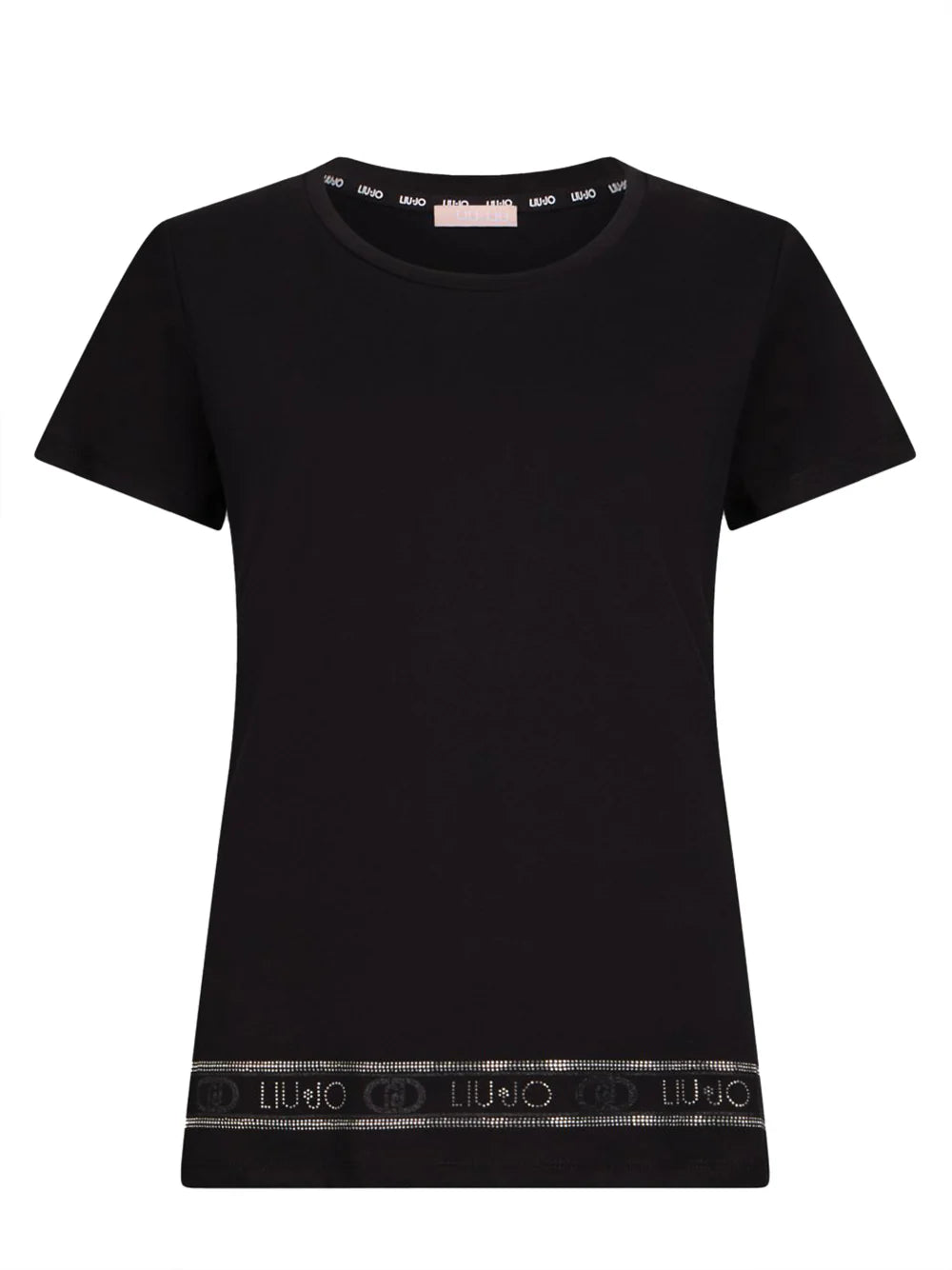 LIU JO T-Shirt maniche corte girocollo con strass
