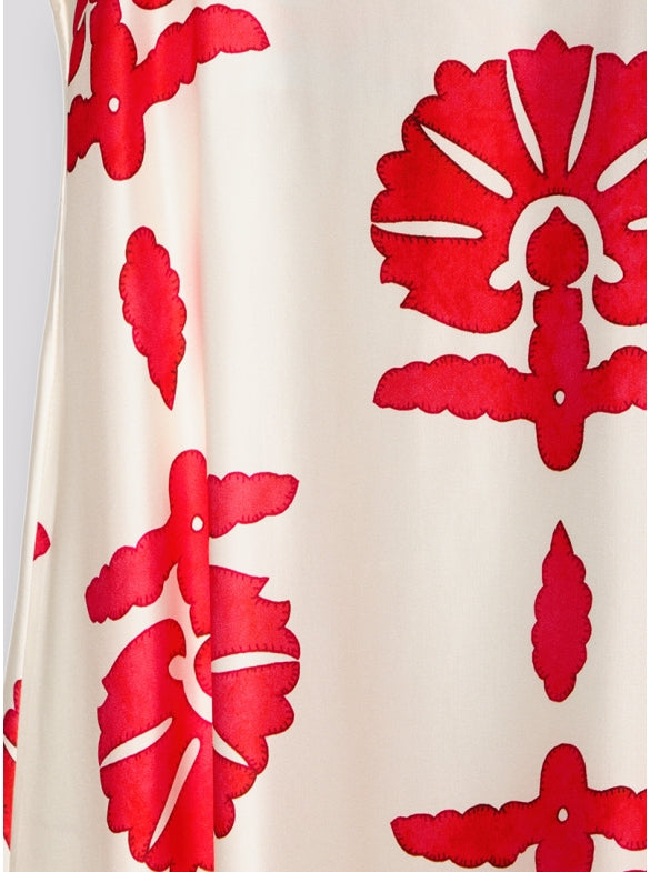 ANONYME DESIGNERS Abito lungo con spalline sottili maxi stampa rosso e bianco