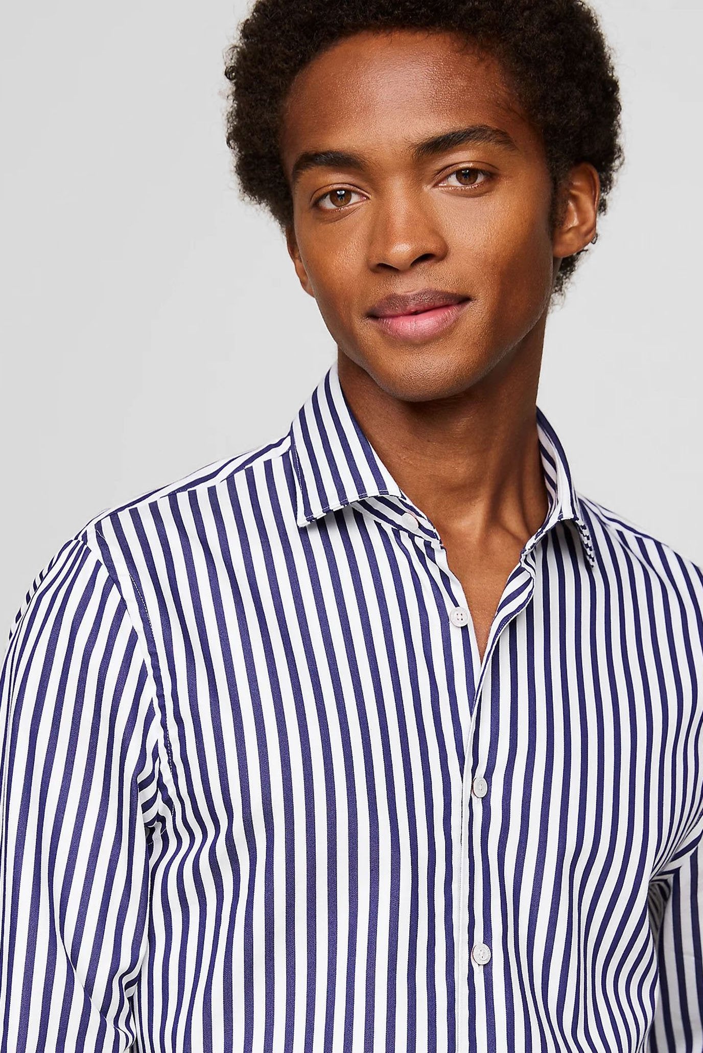 TOMMY HILFIGER Camicia uomo maniche lunghe baiadera blu bianco