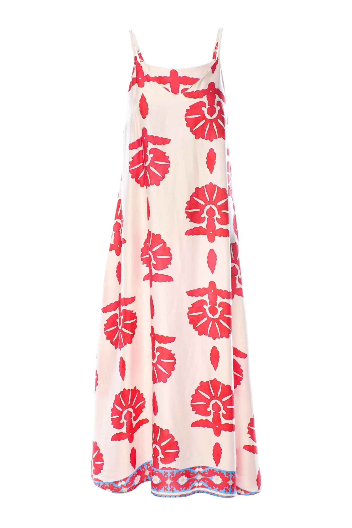 ANONYME DESIGNERS Abito lungo con spalline sottili maxi stampa rosso e bianco