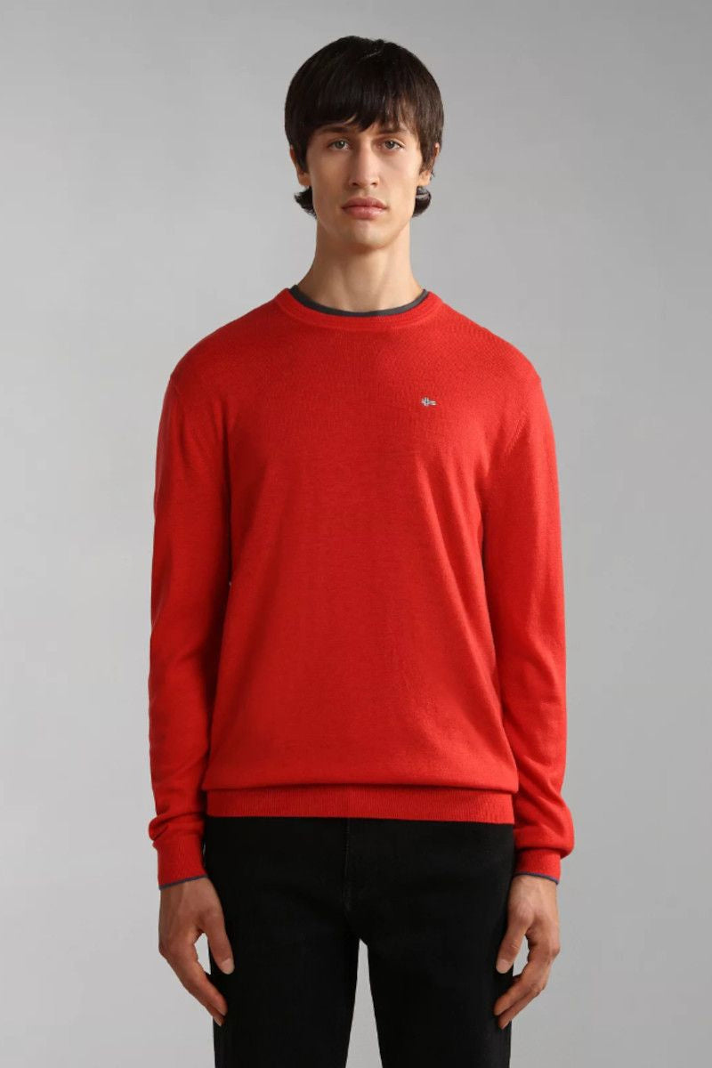 NAPAPIJRI Maglia girocollo in lana merinos con logo bandiera ricamato DAMAVAND C