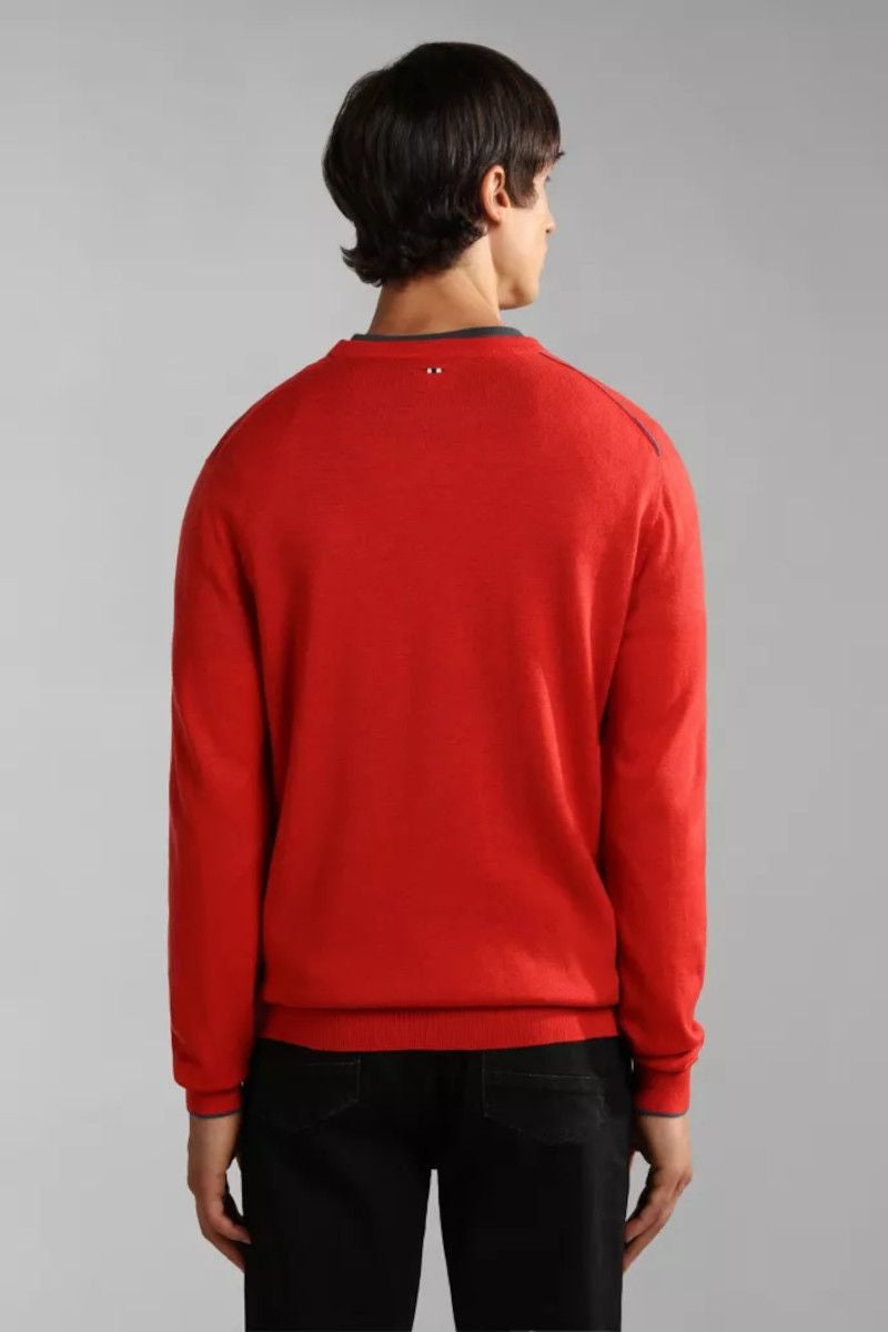 NAPAPIJRI Maglia girocollo in lana merinos con logo bandiera ricamato DAMAVAND C