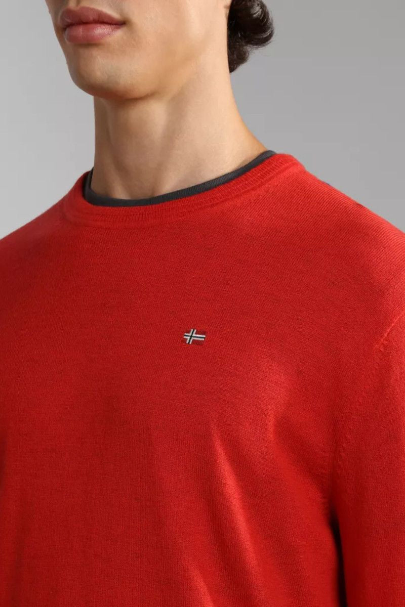 NAPAPIJRI Maglia girocollo in lana merinos con logo bandiera ricamato DAMAVAND C