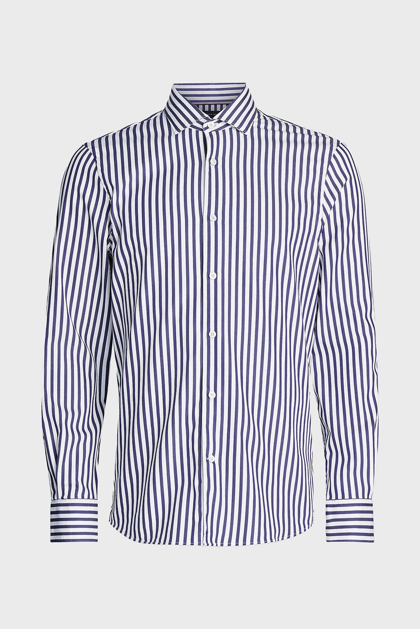 TOMMY HILFIGER Camicia uomo maniche lunghe baiadera blu bianco