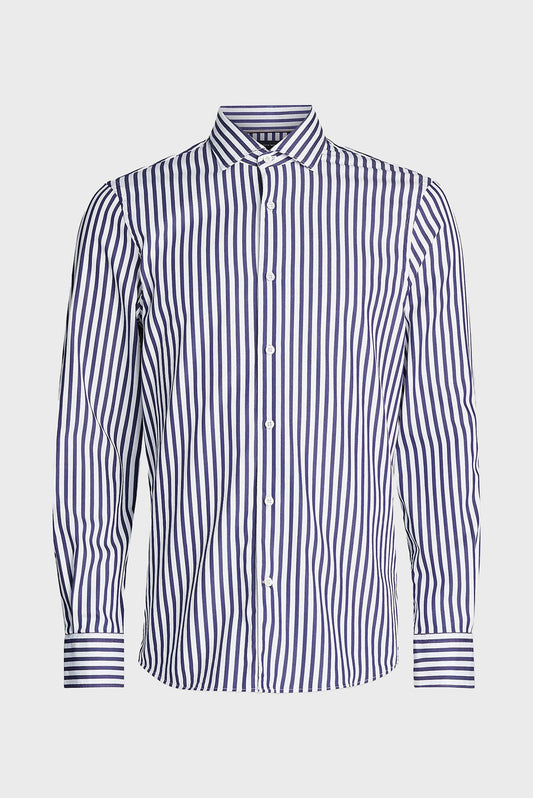 TOMMY HILFIGER Camicia uomo maniche lunghe baiadera blu bianco