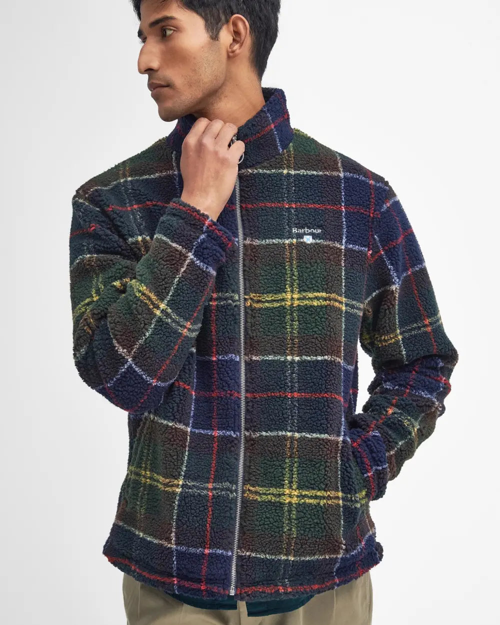 Barbour Giubbotto in Pile sherpa con motivo tartan
