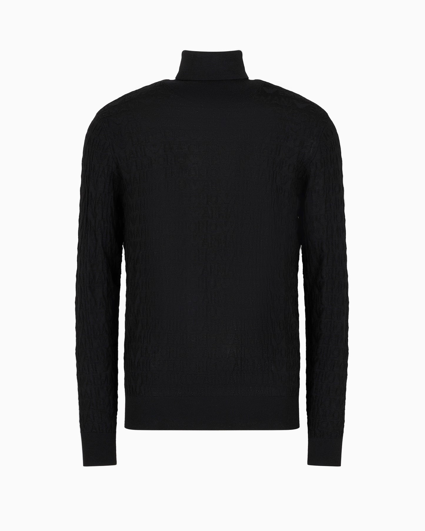 EMPORIO ARMANI Maglione dolcevita in lana vergine con lettering devoré all over