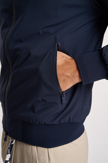 PEOPLE OF SHIBUYA Giubbotto bomber estivo in tessuto tecnico traspirante blu