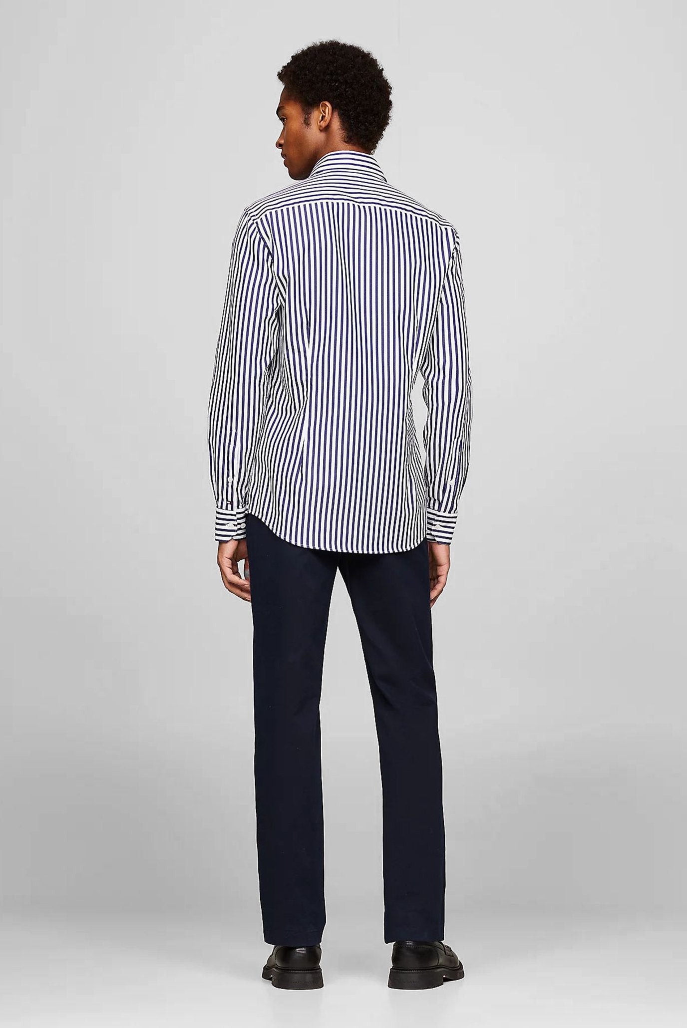 TOMMY HILFIGER Camicia uomo maniche lunghe baiadera blu bianco