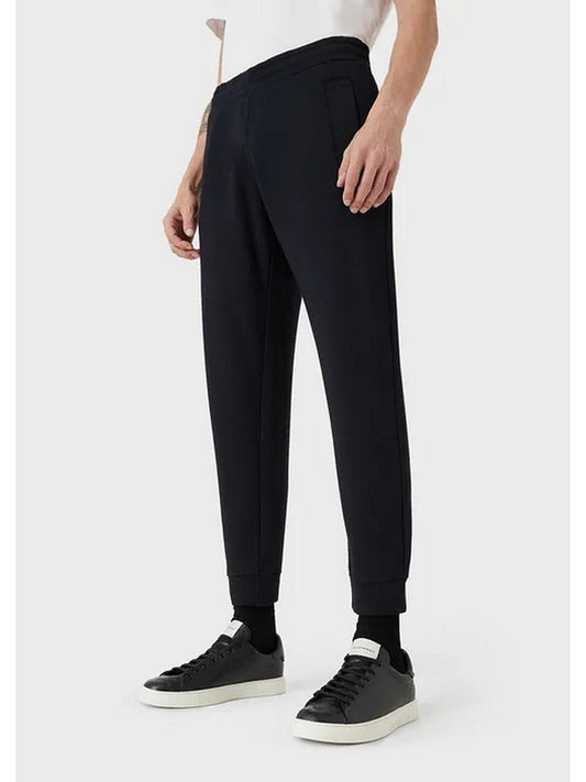 EMPORIO ARMANI Pantaloni jogger in felpa misto modal blu