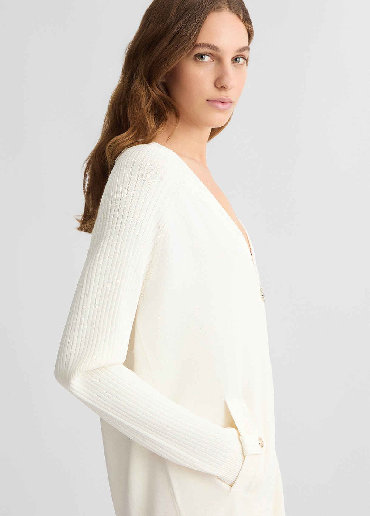 LIU JO Cardigan donna lungo con zip e tasche con bottoni oro