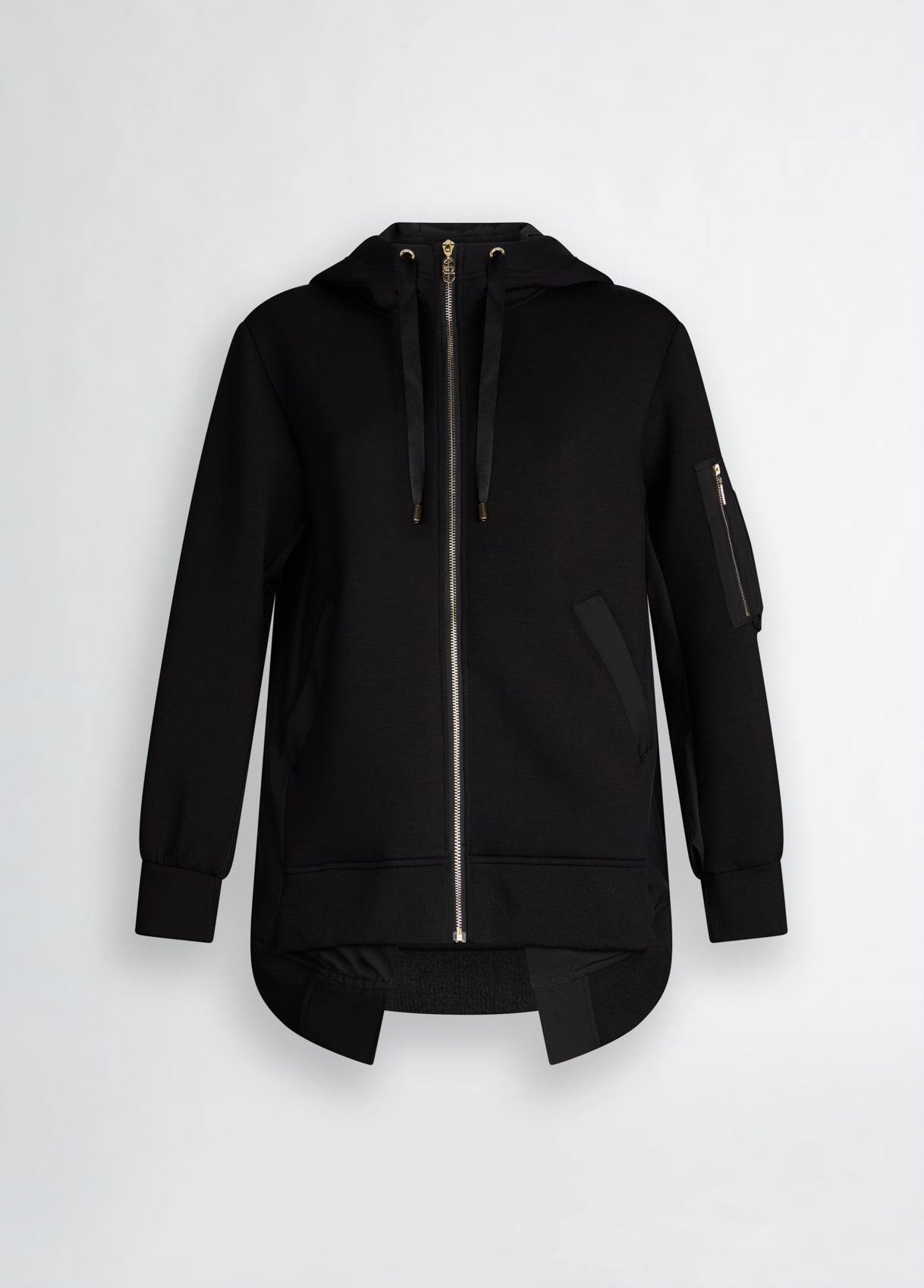 LIU JO Giubbotto donna in neoprene nero over con inserti in cotone
