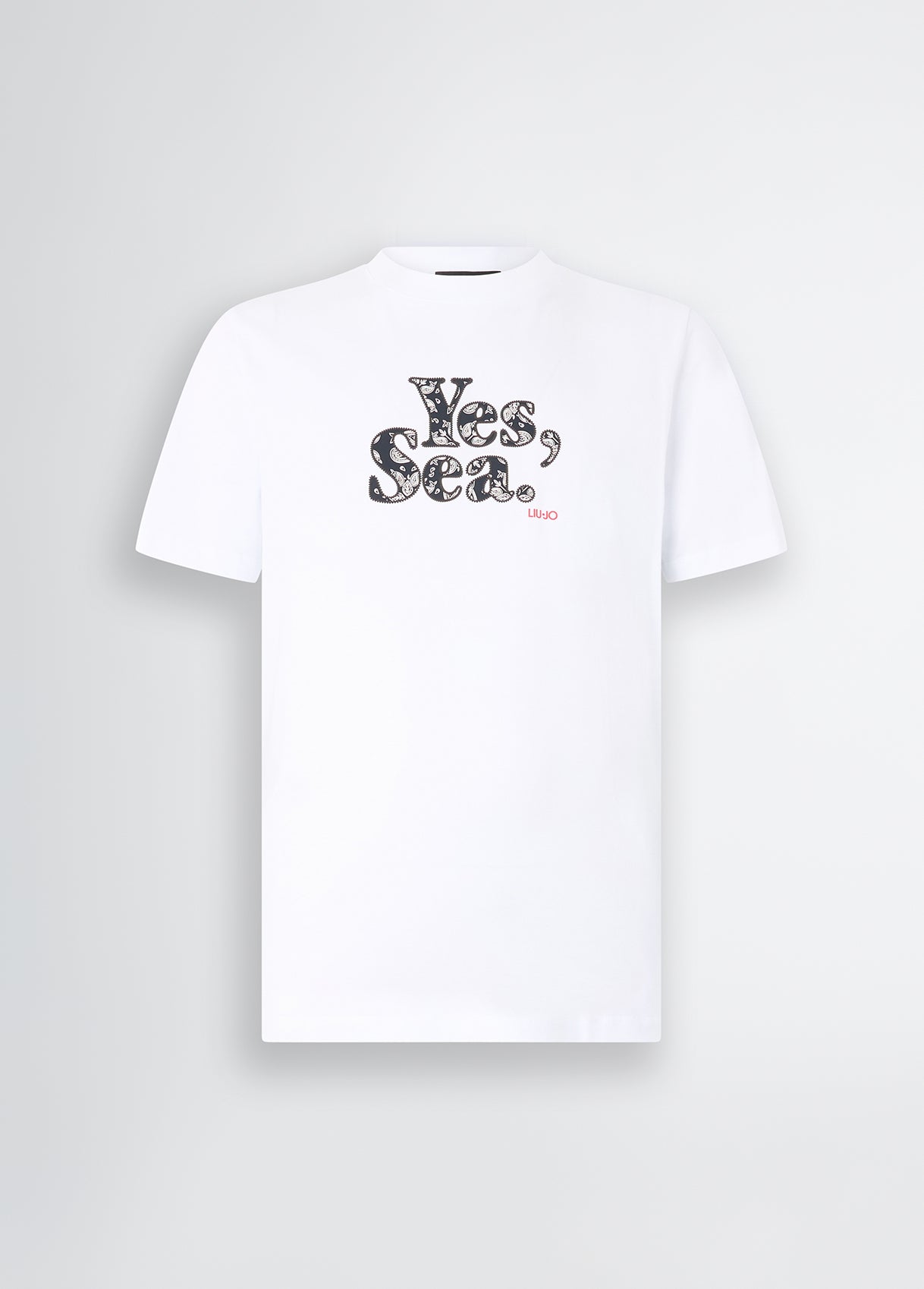 LIU JO T-Shirt uomo maniche corte girocollo bianca con stampa bandana frontale