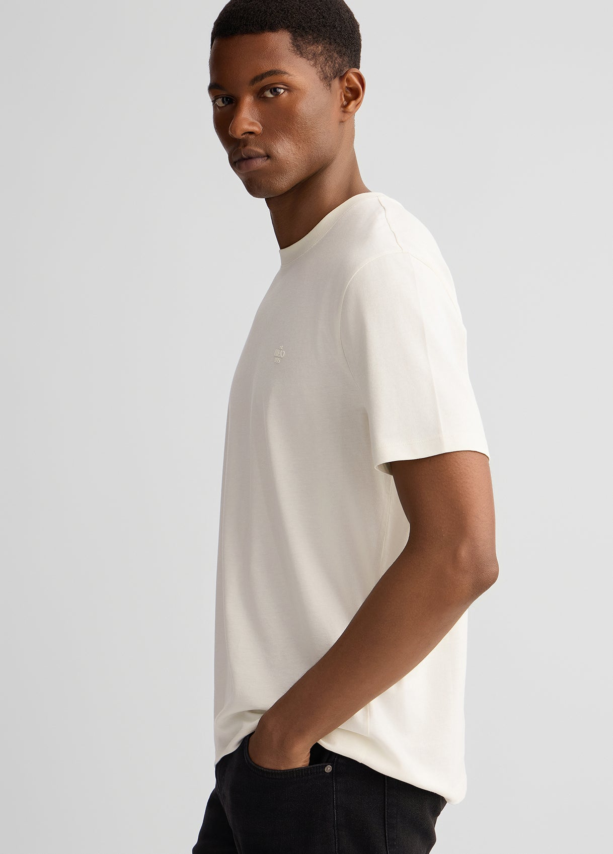 LIIU JO T-Shirt uomo maniche corte girocollo con logo piccolo gommato tono su tono