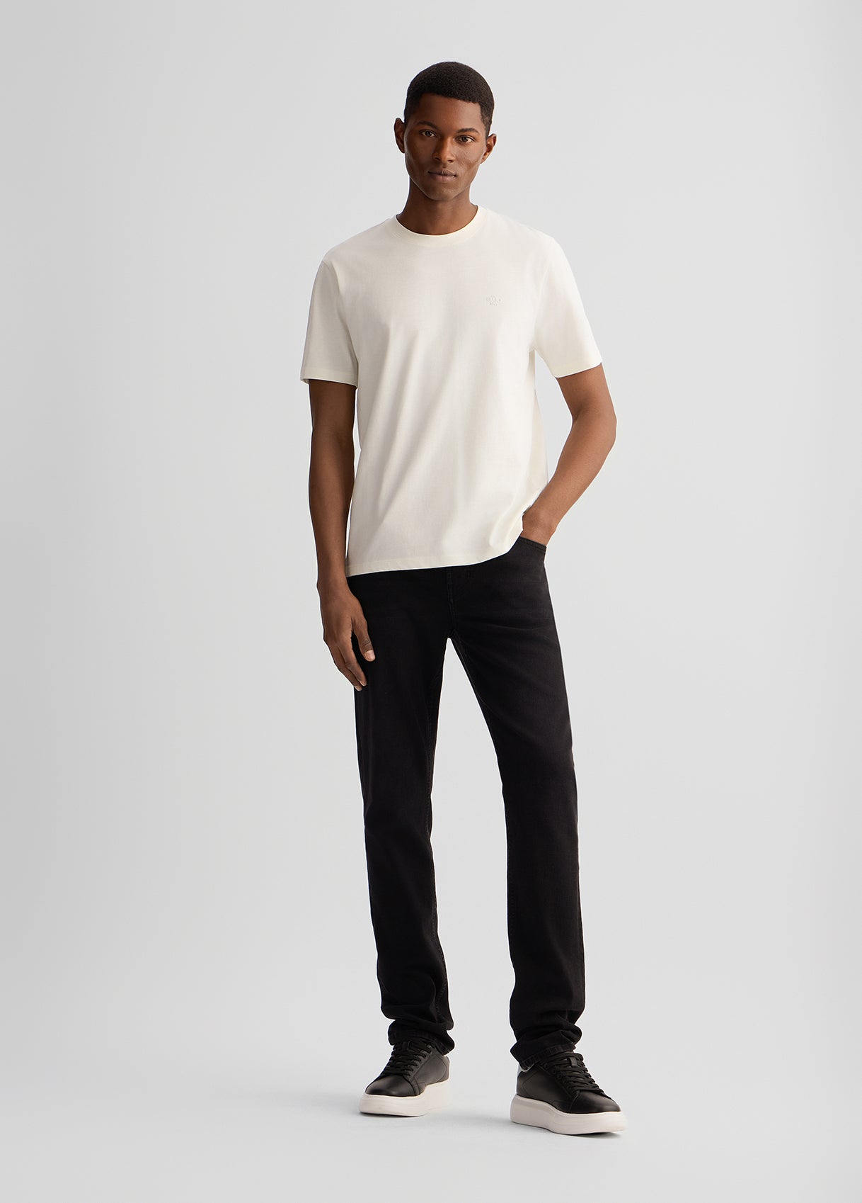 LIIU JO T-Shirt uomo maniche corte girocollo con logo piccolo gommato tono su tono