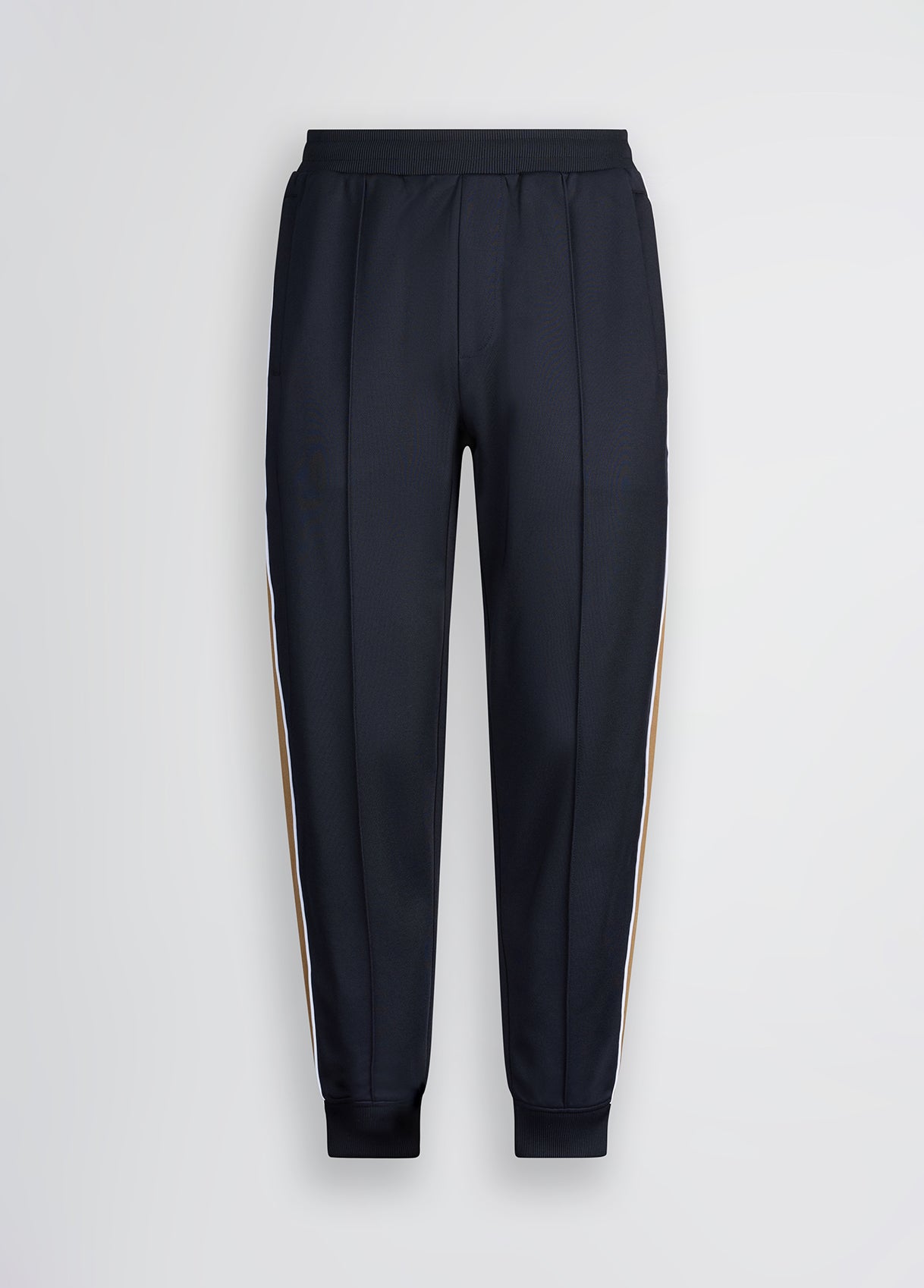 LIU JO Pantaloni da uomo in acetato blu con bande laterali in contrasto beige QA5134