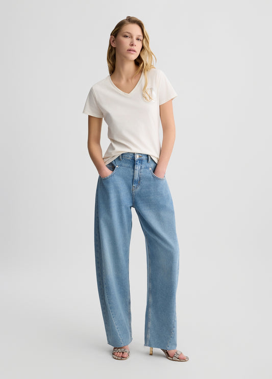 LIU JO T-Shirt donna scollo V maniche corte con logo