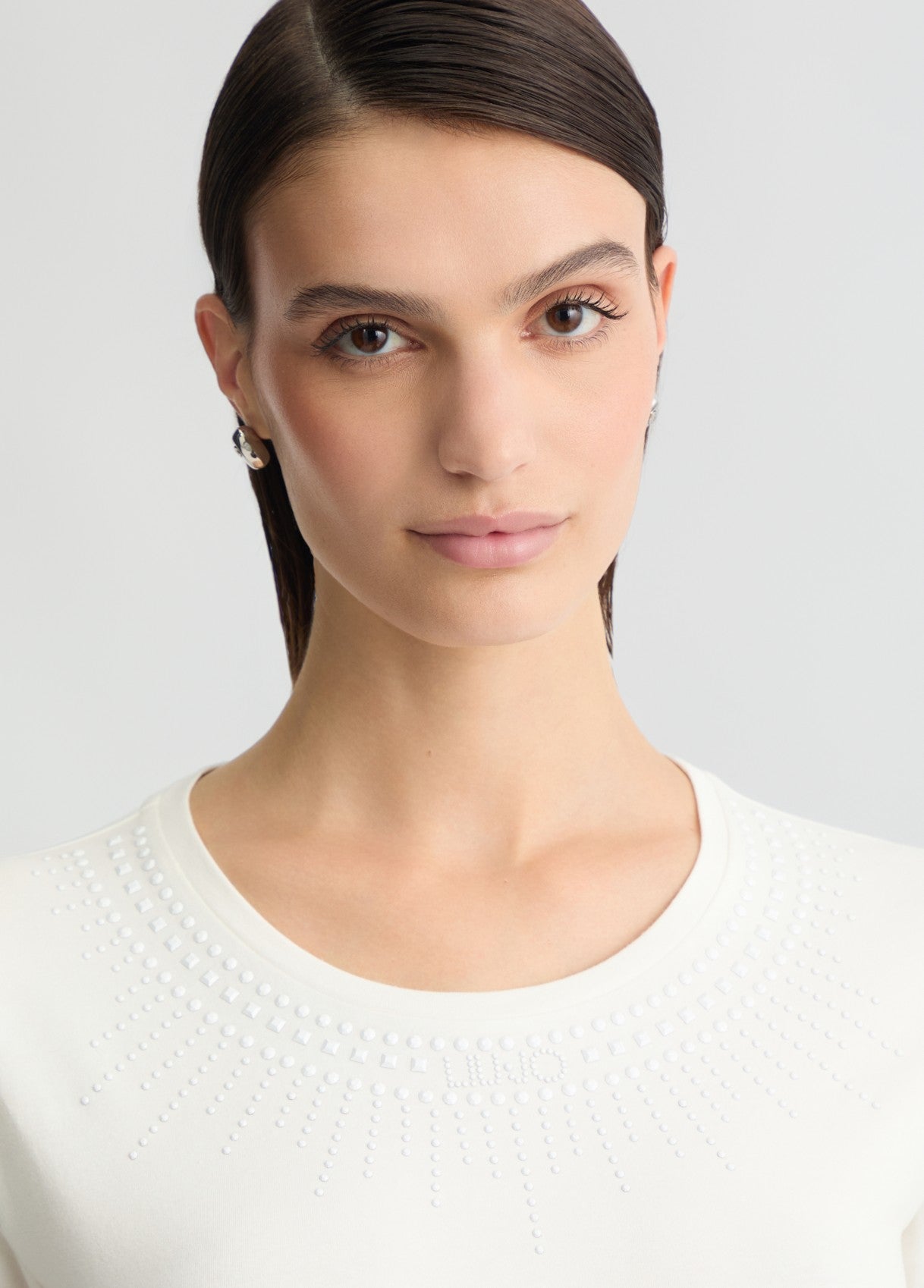 LIU JO T-Shirt maniche corte girocollo rosa con strass a raggiera rosa bianca o nera