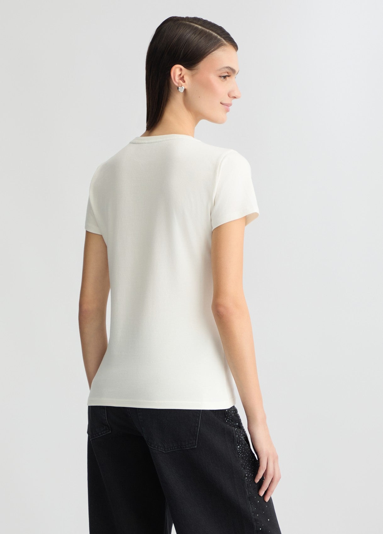 LIU JO T-Shirt maniche corte girocollo rosa con strass a raggiera rosa bianca o nera