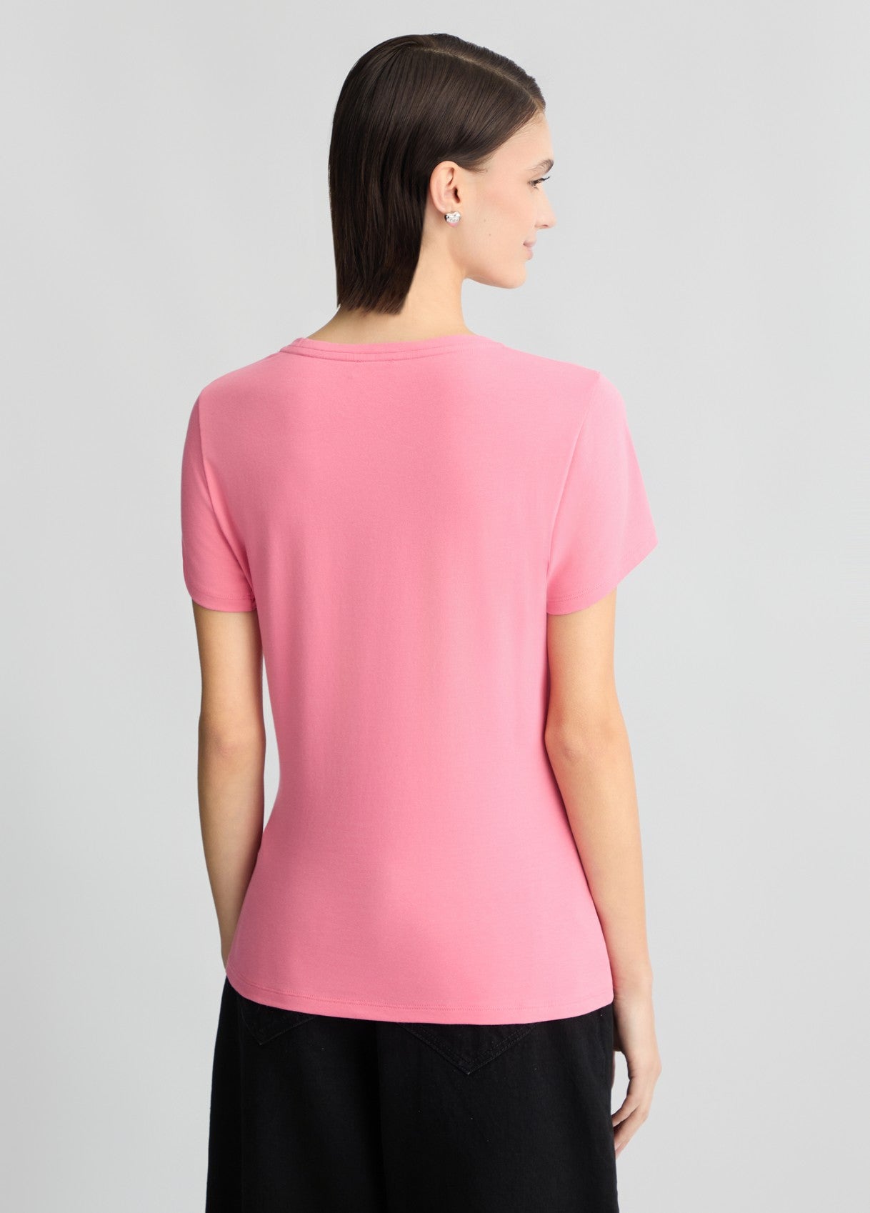 LIU JO T-Shirt maniche corte girocollo rosa con strass a raggiera rosa bianca o nera