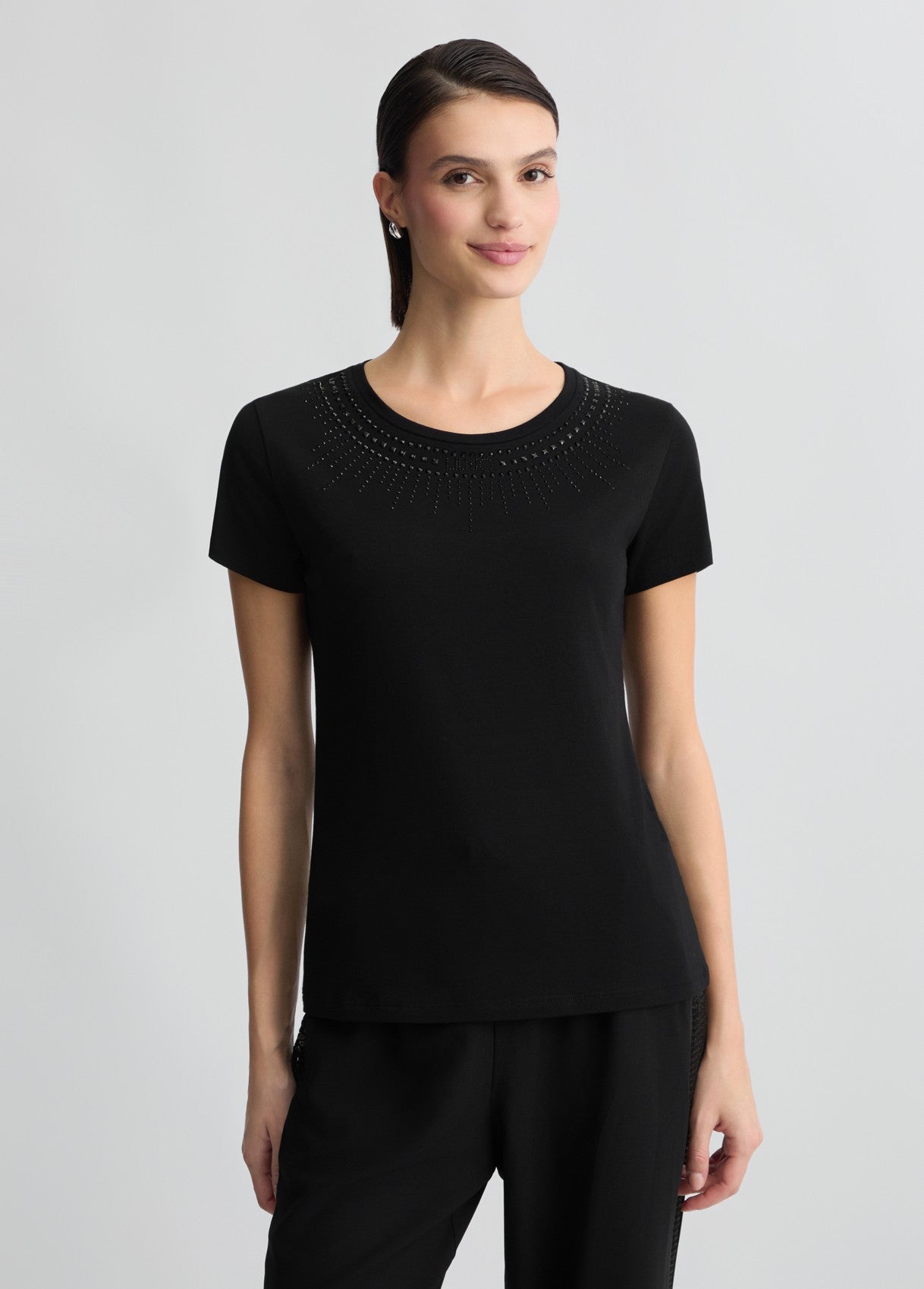 LIU JO T-Shirt maniche corte girocollo rosa con strass a raggiera rosa bianca o nera