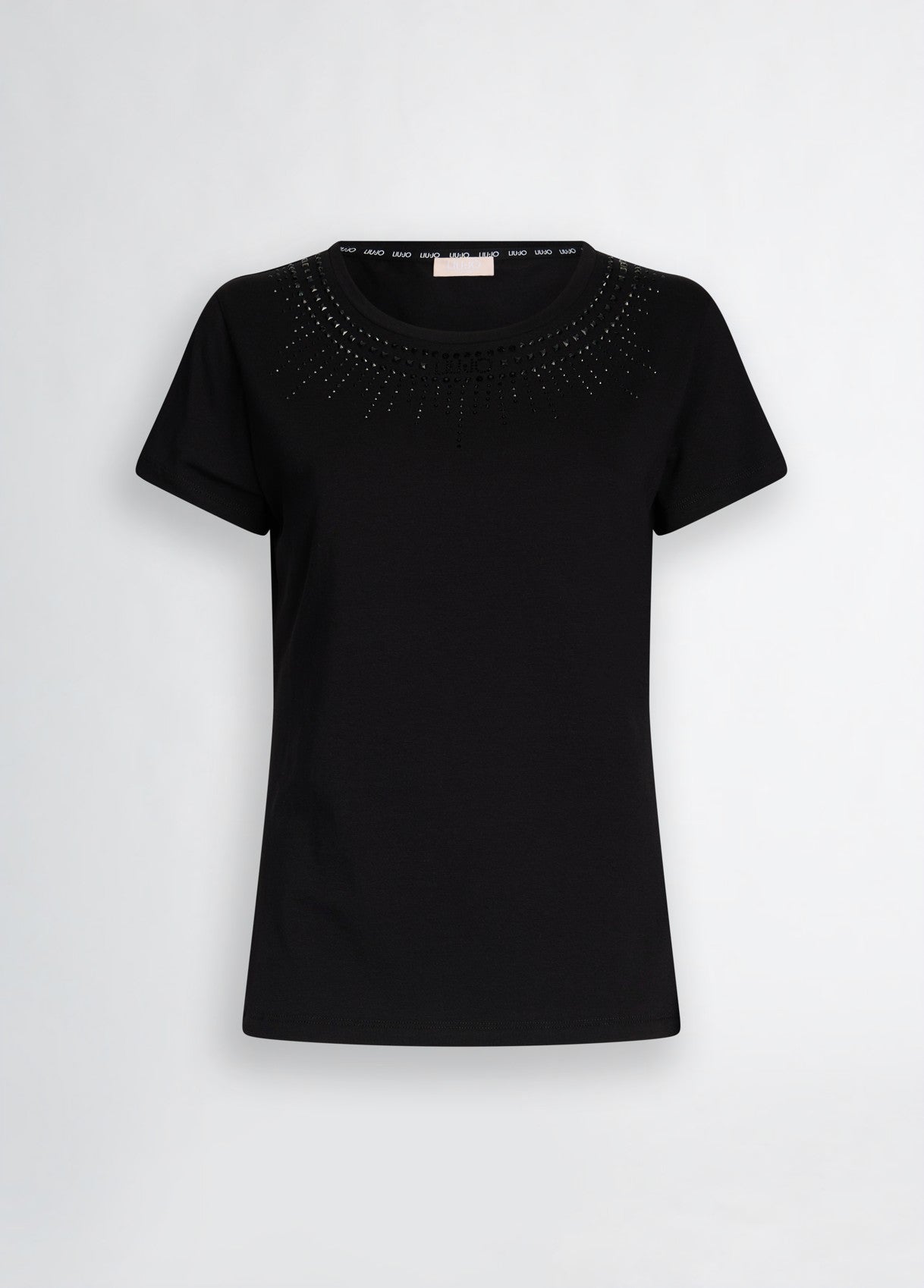 LIU JO T-Shirt maniche corte girocollo rosa con strass a raggiera rosa bianca o nera
