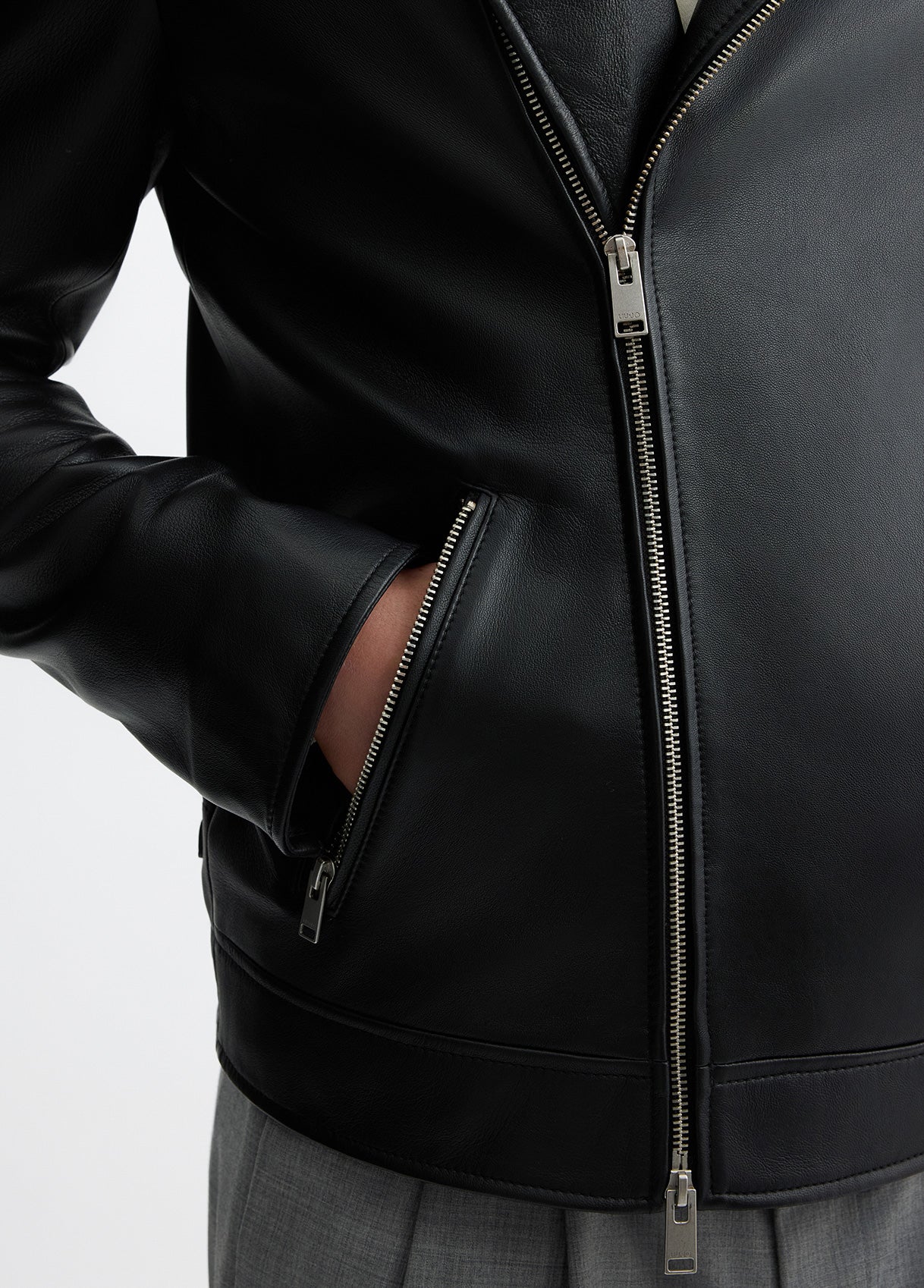 LIU JO Giubbotto uomo vera pelle biker nero QA5246