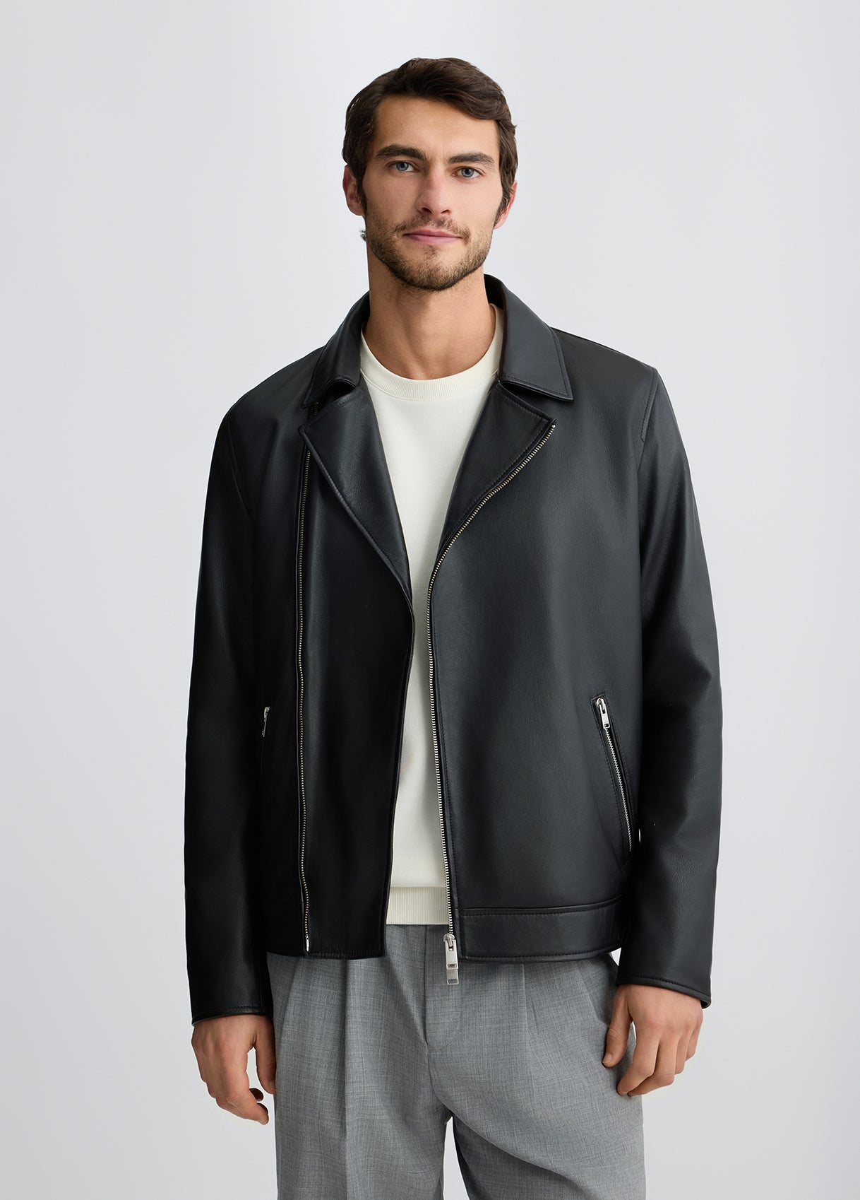 LIU JO Giubbotto uomo vera pelle biker nero QA5246