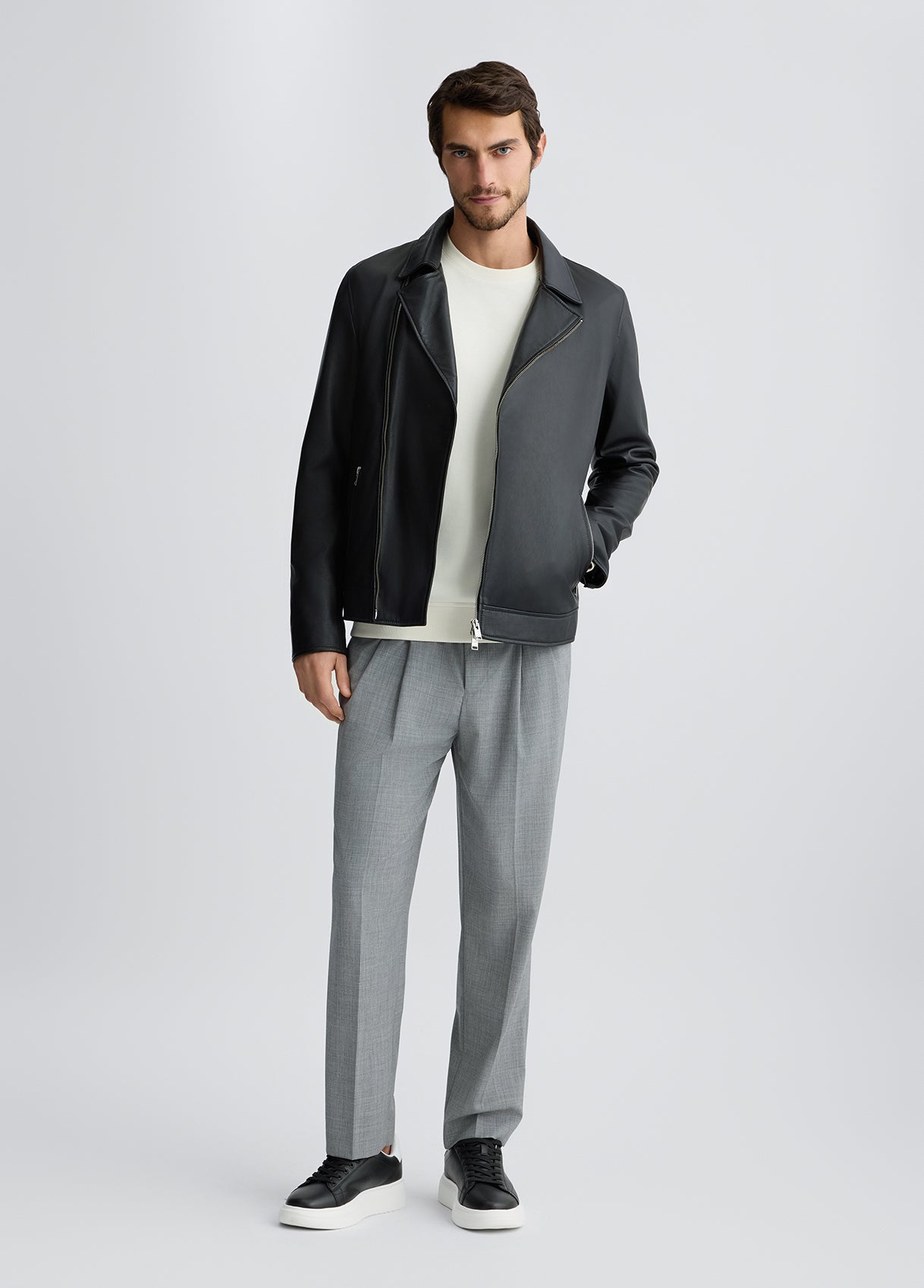 LIU JO Giubbotto uomo vera pelle biker nero QA5246