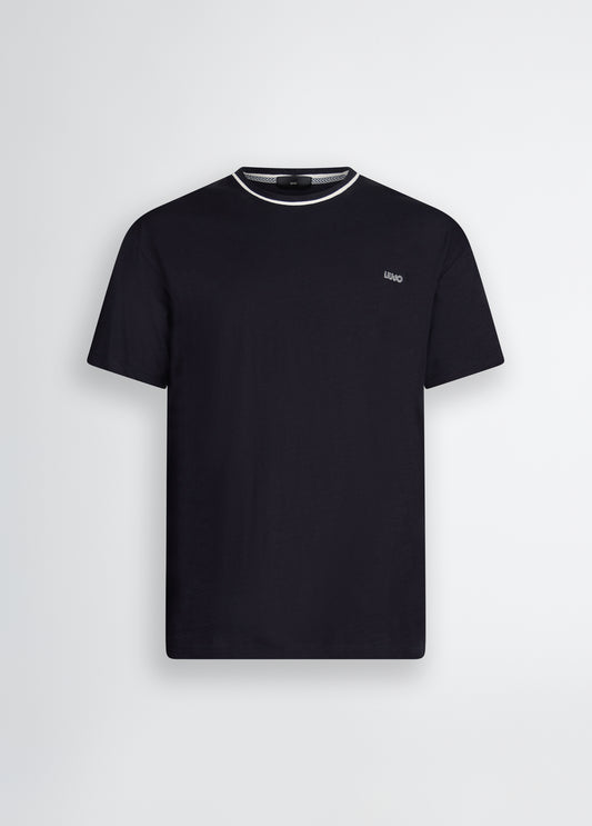 LIU JO T-Shirt uomo maniche corte blu girocollo con contrasto bianco