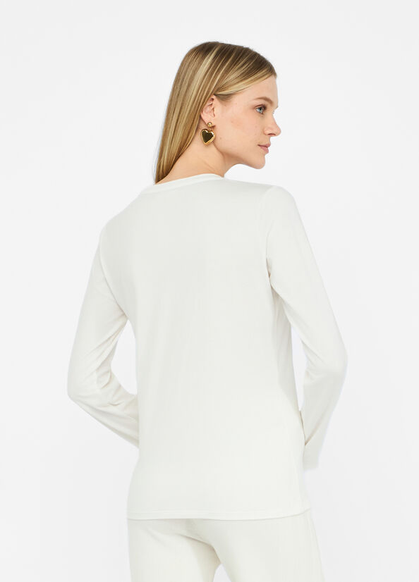 LIU JO T-Shirt maniche lunghe con finto taschino di castoni