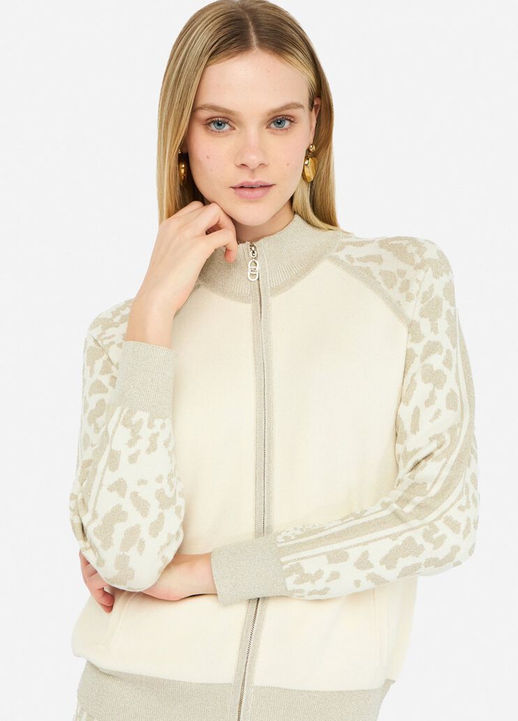 LIU JO Maglia cardigan con zip con intarsi animalier