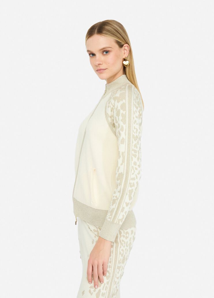 LIU JO Maglia cardigan con zip con intarsi animalier