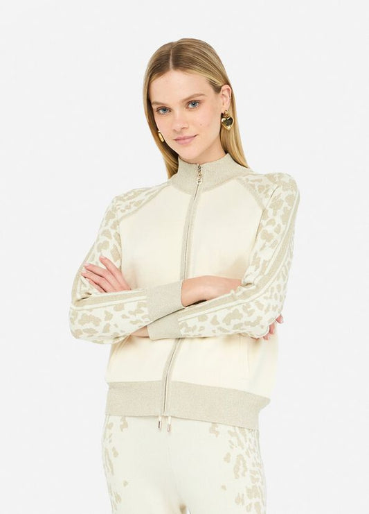 LIU JO Maglia cardigan con zip con intarsi animalier