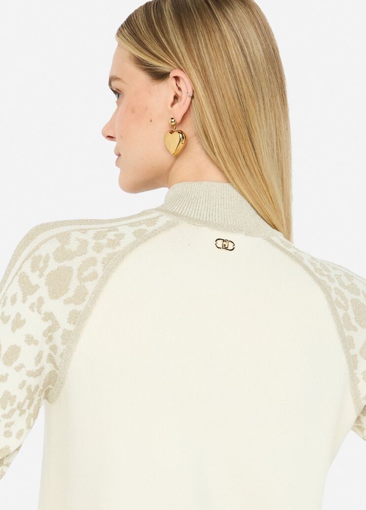 LIU JO Maglia cardigan con zip con intarsi animalier