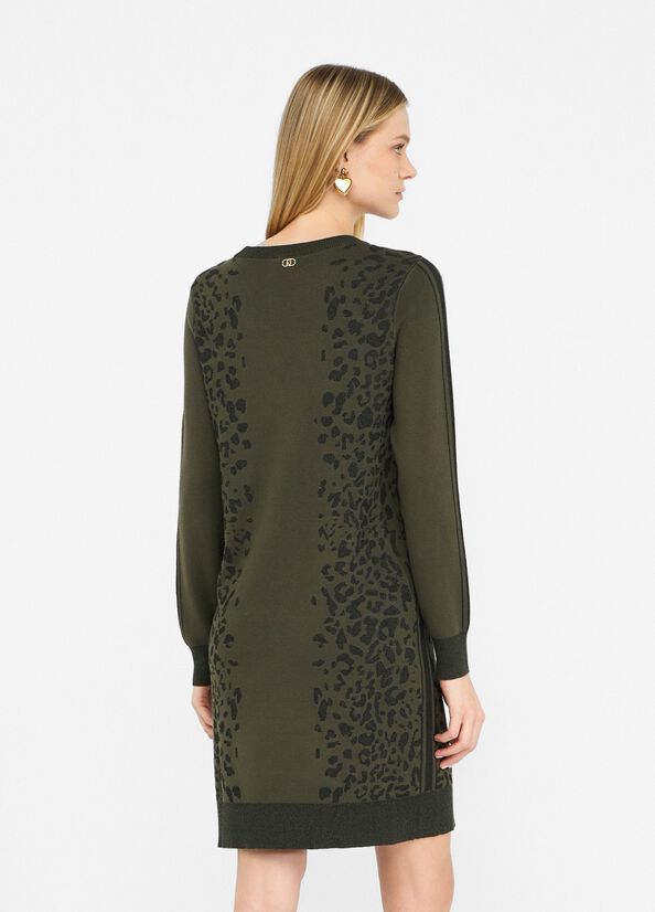 LIU JO Abito in maglia jacquard fantasia animalier