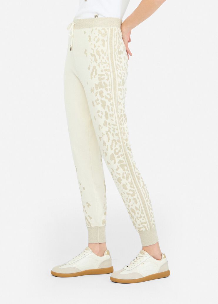 LIU JO Pantaloni in maglia con bande laterali animalier