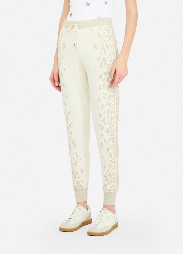 LIU JO Pantaloni in maglia con bande laterali animalier