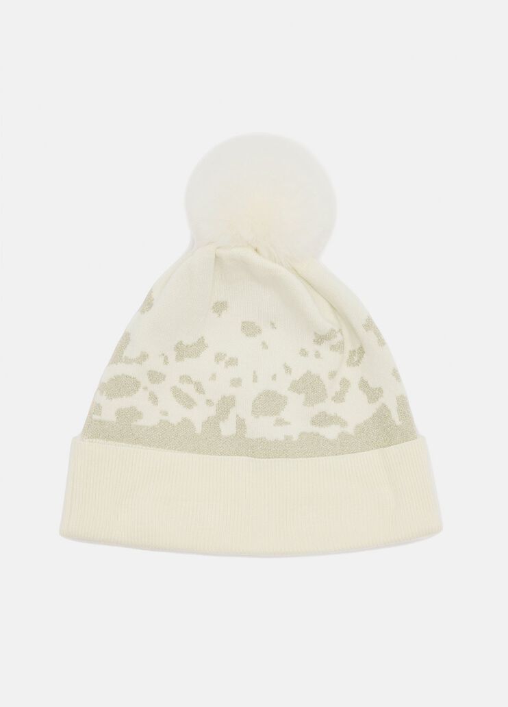LIU JO Cappello in maglia jacquard animalier con pon pon