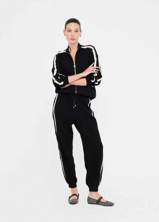 LIU JO Felpa in jersey con bande laterali in pizzo TF5006