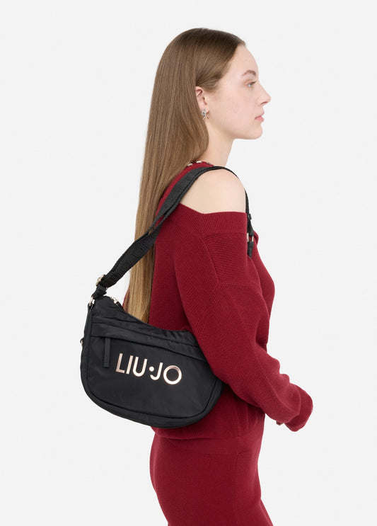 LIU JO Borsa a tracolla in nylon con logo metallico TF5081