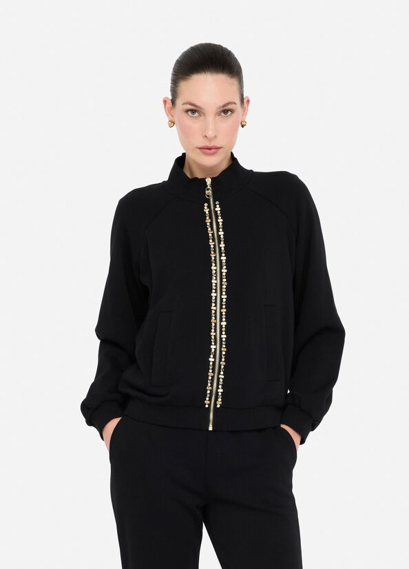 LIU JO Felpa con zip frontale bordata da castoni