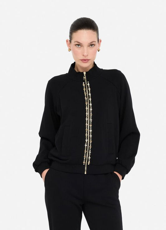 LIU JO Felpa con zip frontale bordata da castoni