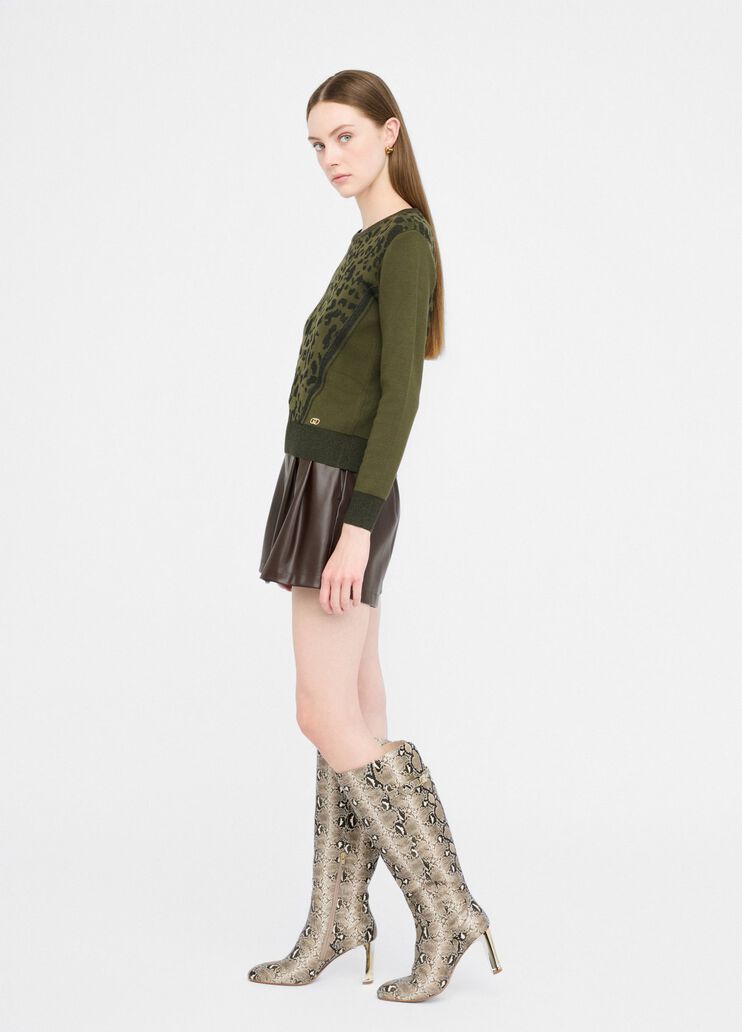 LIU JO Maglia girocollo intarsi animalier Verde