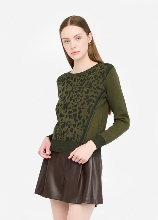 LIU JO Maglia girocollo intarsi animalier Verde
