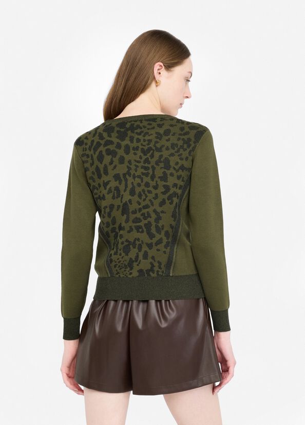 LIU JO Maglia girocollo intarsi animalier Verde
